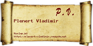 Plenert Vladimir névjegykártya
